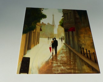 map couple Eiffel Tower Paris romance Street and splash of Red