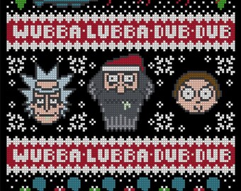 PATTERN ONLY Rick & Morty Christmas Sweater Cross Stitch