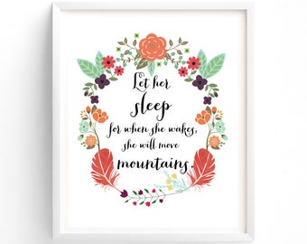 Blue Nursery Art PRINTABLE Let Them Sleep for When They Wake