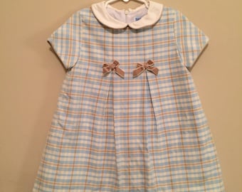 3T Blue and Tan Plaid Dress