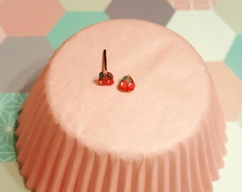 Cherry earrings in polymer clay