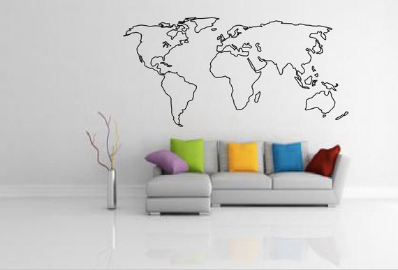 world map outline decal large world map wall decal wall
