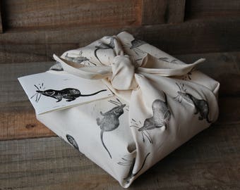 Animal Furoshiki Wrapping Cloth, Shrews and Snails