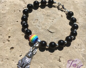 Pet Sympathy Gift, Bunny Rainbow Bridge, Rainbow Bridge Bracelet, In Loving Memory, Rainbow Bracelet, Pet Parent, Memorial Bracelet, Rainbow