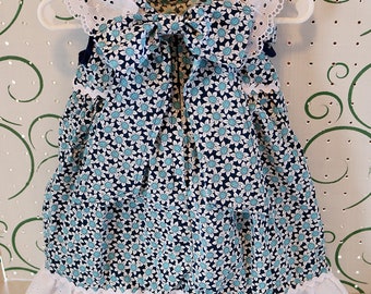 Baby girl romper dress with matching bloomers