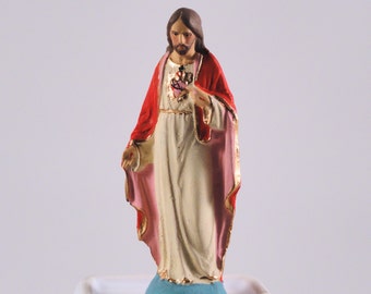Vintage Jesus of the Sacred Heart Miniature Statue c1963