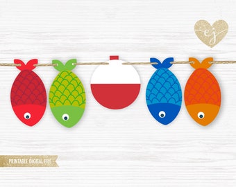 Fish Birthday Banner, Fish Banner, Printable Fishing Banner, Birthday Banner, The Big One Banner, Fishing Birthday Banner