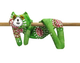 Flat Cat Neck Rice Heat Pad - Hot Cold Rice Bag - Microwave Neck Wrap - Rice Heating Pad - Hot Cold Therapy Pack - Green Pink White Batik #2