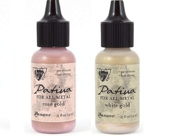 Vintaj Patina Paint, Metallic Rose Gold or White Gold, From Cherished Adornment Assortment Adheres to Metal, Metallic Paints