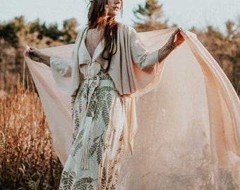 The Gown || Organic Wedding Dress, bohemian bride, free spirit, wanderlust bride, natural bride, organic wedding, gold || by Simka Sol®