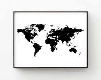 world map poster world map printable modern world map black and white world