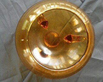 Vintage Footed Amber Glass Candy Dish Bowl