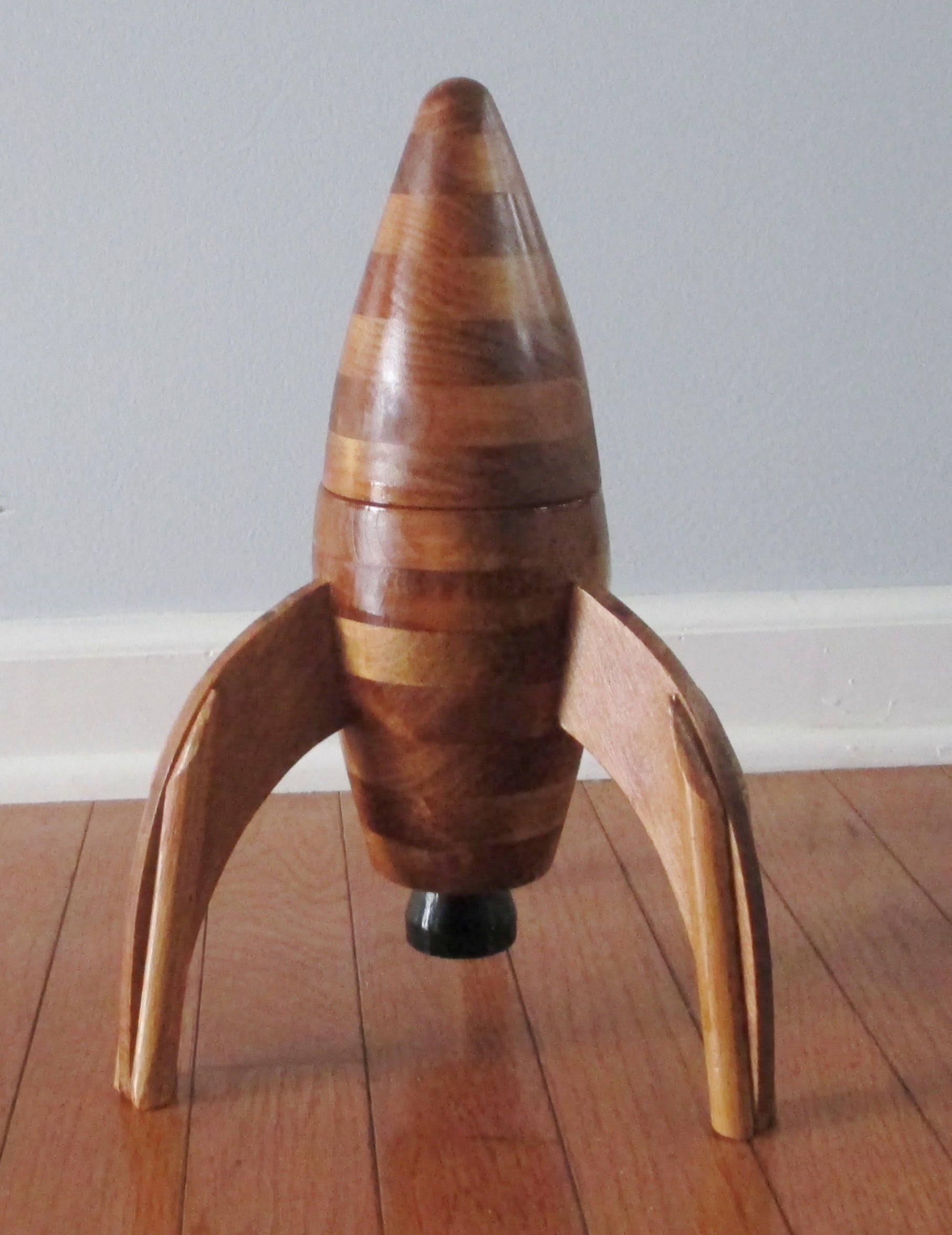 wooden toy rocket ship