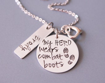 Hand Stamped Jewelry, Army Wife, Army Girlfriend, Long Distance Relationship, Going Away Gift