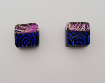Tiny dichroic glass post earrings.