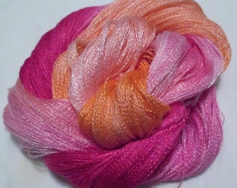 Hand dyed Tencel Yarn - 900 yds. Lace Wt. Tencel Yarn FLAMINGO