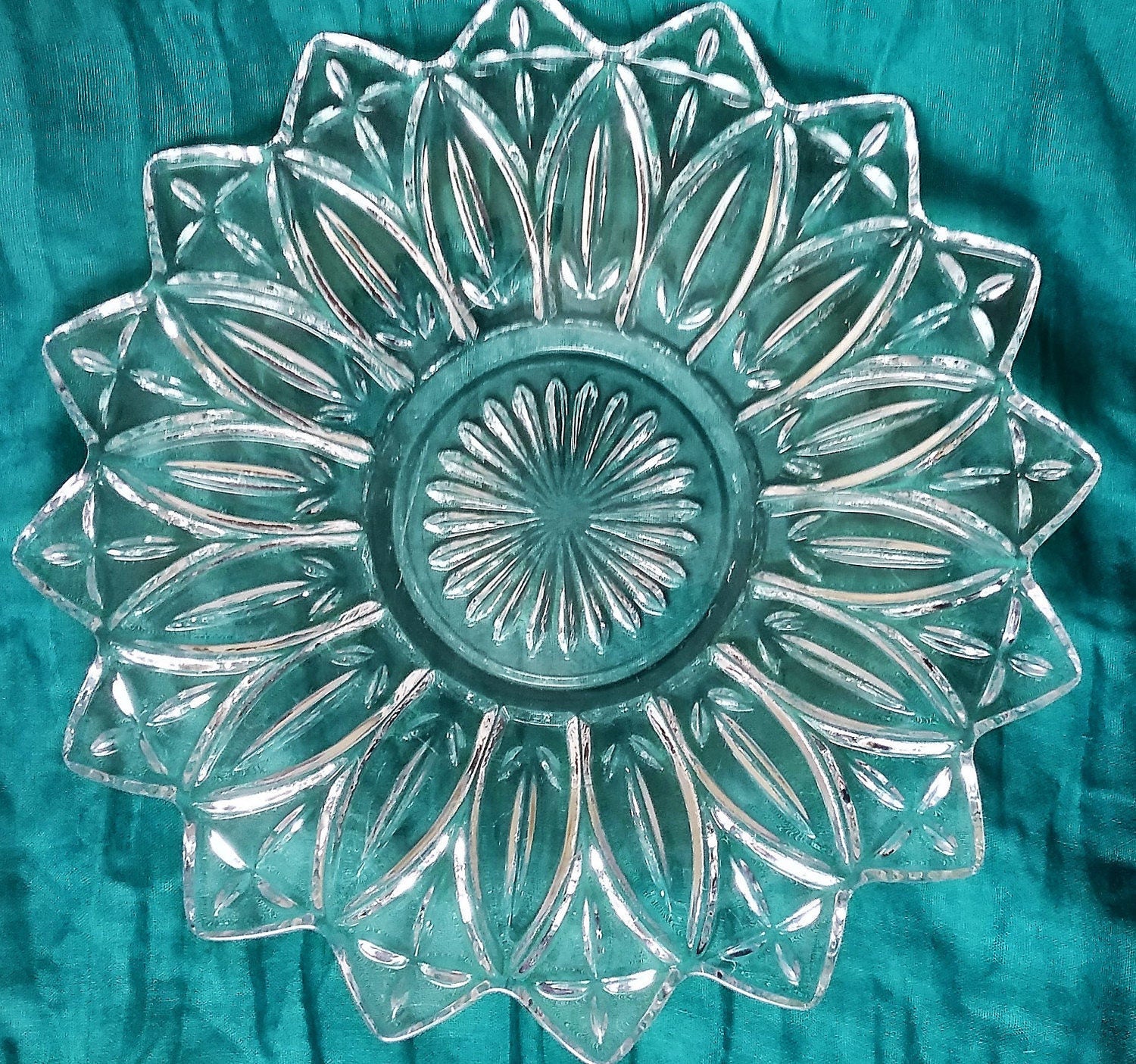 Vintage Federal Glass Sandwich Platter 11 1/2 Clear