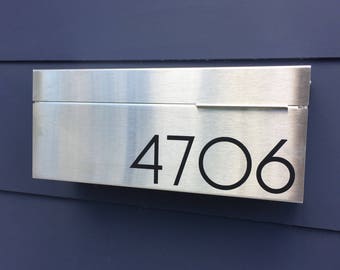 Wide Modern and contemporary mailbox - stainless steel design, Modern Mailbox, Wall Mounted mailbox - contemporary #177S
