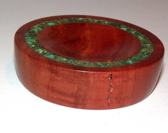 Spindle Support Bowl with Malachite Stone Inlay (583)