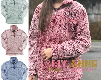 Sherpa Quarter Zip Monogrammed Heathered Fleece Pullover Sweatshirt ~ Sorority ~ Blogger Favorite ~ Warm ~ Trendy