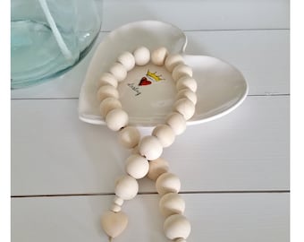 Wood Bead Garland. Wood Bead. Wood Heart Bead. Wood Garland. Bead Garland. Wood Heart.