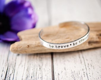 be strong, be brave, be badass, strength bracelet, brave bracelet, inspirational gift, bridesmaid gift, hand stamped, encouragement gift