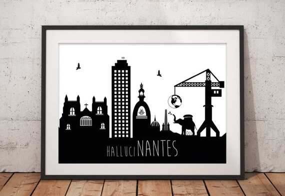 Affiche Nantes minimaliste Noir et Blanc XXL