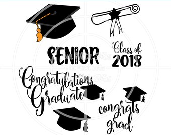 Graduation SVG Bundle 42 Cut Files, Party Decor, Photo Booth Props, Cake Toppers, Senior Class of 2018, SVG Files, Cricut, Silhouette, Grad