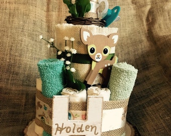 Adorable Woodland Diaper Cake