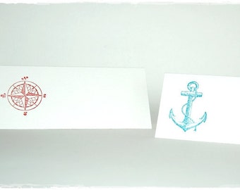 Table card with stamped compass/anchor (6 pcs)