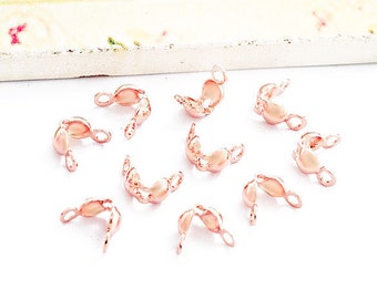 10 of Sterling Silver Rose Gold Vermeil Style Crimping Bead Tips 3.5 mm. :pg0478