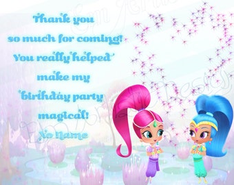 SET OF 12 Nick jr.'s Shimmer and Shine Thank you cards} Envelopes included} A2 flat card} same day ship