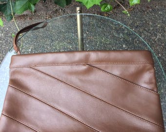 Vintage 1980's Large Leather Wristlet Clutch
