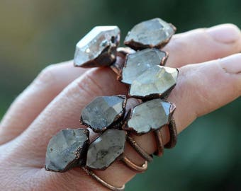 Crystal Ring - Electroformed Ring - Chunky Crystal Ring - Mineral Jewelry - Raw Quartz Ring
