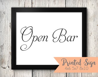 Open Bar Wedding Sign, Open Bar Wedding Signage, Wedding Signs (S020-SR)