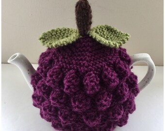 Hand-knitted Mulberry Tea Cosy in pure merino wool - Size Small (fits 1-2 cup teapots)