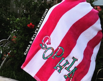 personalized beach towel, custom beach towel, personalized camp towel, monogrammed beach towel, teacher gifts, nurse gifts, gifts for her
