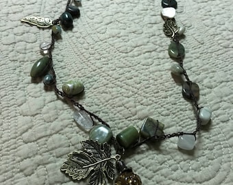 Crocheted Semi-precious Stone Necklace