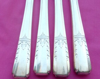 Set of 4 Vintage Silver Plated Knives, Antique Silverware, Flatware, Table Cutlery, Crafts, Knife