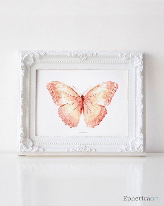 Coral Butterfly wall art Download Baby Girl Nursery wall