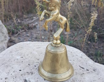 Brass Unicorn Bell Unicorn Décor Mythical Home Décor Brass Figurine Girls Nursery Brass Unicorn Figurine