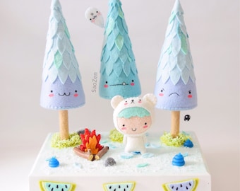 On Sale! Bear Boy + Icy Woods Limited Edition 3-Tree-Winter Diorama Plushie Set (READY TO SHIP)
