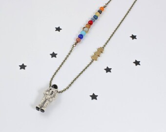 Galaxy Necklace, Astronaut Necklace, Solar System Necklace, Planet Necklace, Cosmic Jewelry, Astrology Jewelry, Astronomy Necklace, Geeky