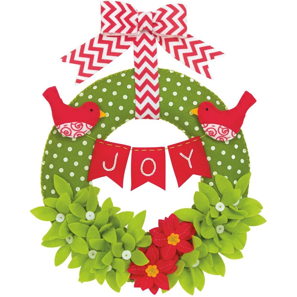 Joy Wreath Felt Applique Kit from TheNeedlesTreasures on Etsy Studio