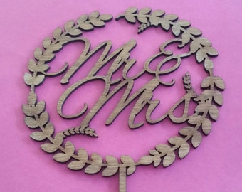 Mr & Mrs Vine Wooden Cake Topper Wedding Engagement