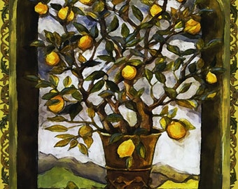 Lemon Tree Art Tile Wall Hanging