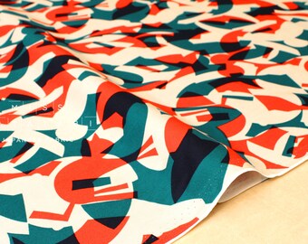 Japanese Fabric Tumble Cats - teal, orange - 50cm