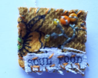 Textile Inch Square Brooch