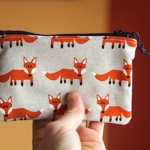 zipper wallet / coin purse fox / women zipper pouch / coin pouch vegan