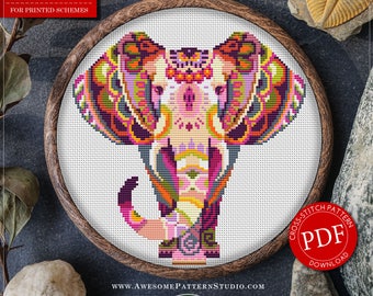 Mandala Elephant Cross Stitch Pattern for Instant Download *P111 | Lovely Cross Stitch| Room Decor| Needlecraft Pattern| Easy Cross Stitch
